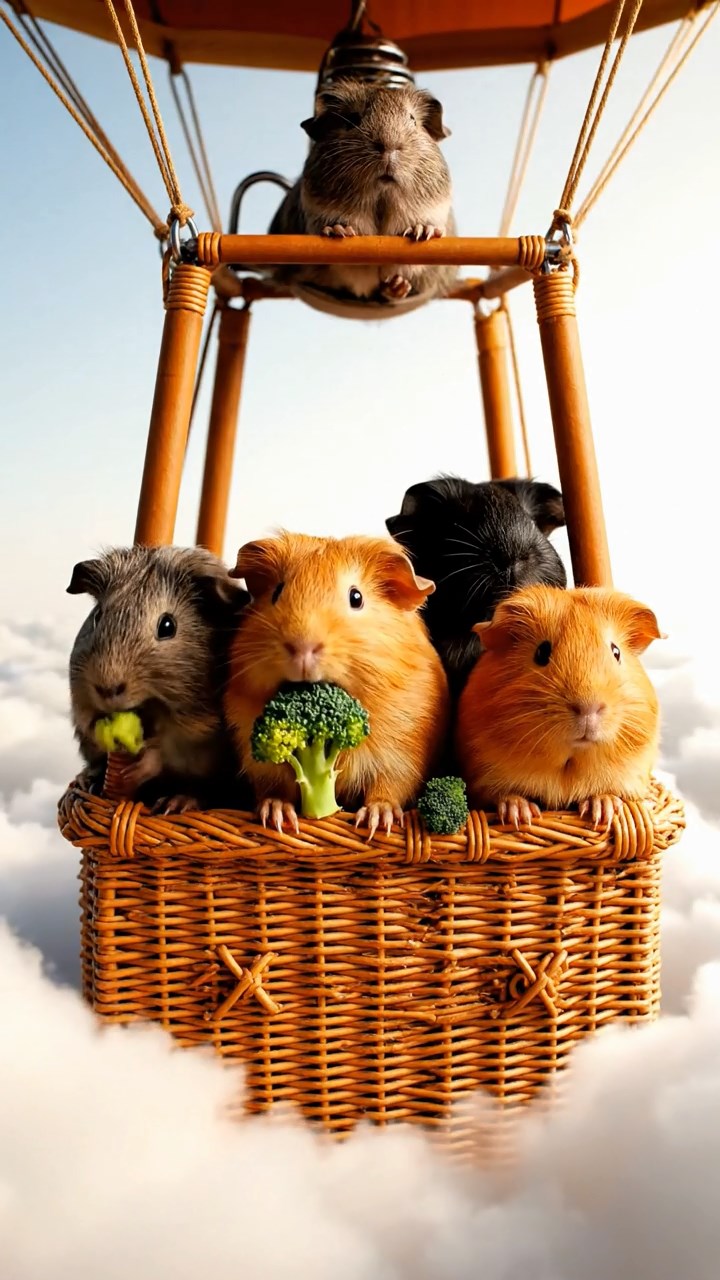 723. Highly detailed view of 3 smooth-haired Himalayan guinea pigs with Gray, Cream, and Brown fur, mating in a secluded grassy clearing surrounded by tall ferns and soft moss, under gentle morning light, creating a realistic, intimate natural scene.