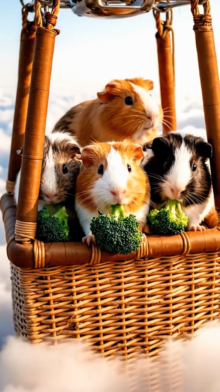 723. Highly detailed view of 3 smooth-haired Himalayan guinea pigs with Gray, Cream, and Brown fur, mating in a secluded grassy clearing surrounded by tall ferns and soft moss, under gentle morning light, creating a realistic, intimate natural scene.