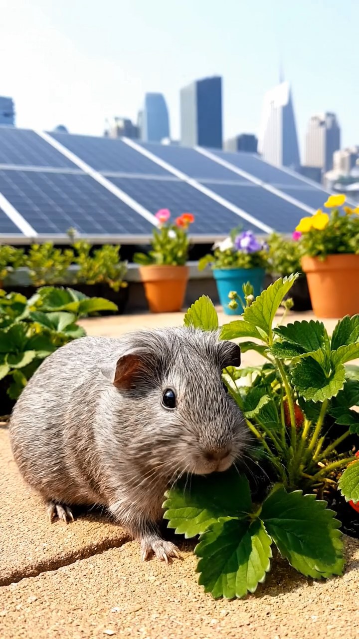727. Highly detailed view of 2 smooth-haired Himalayan guinea pigs with Fawn and Sable fur, dressed as musicians in tiny vests, playing miniature pianos in a guinea pig concert hall with hay seats and velvet curtains, under warm spotlights, creating a realistic, elegant scene.