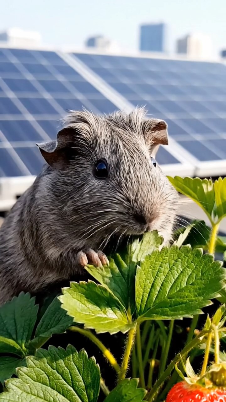 727. Highly detailed view of 2 smooth-haired Himalayan guinea pigs with Fawn and Sable fur, dressed as musicians in tiny vests, playing miniature pianos in a guinea pig concert hall with hay seats and velvet curtains, under warm spotlights, creating a realistic, elegant scene.