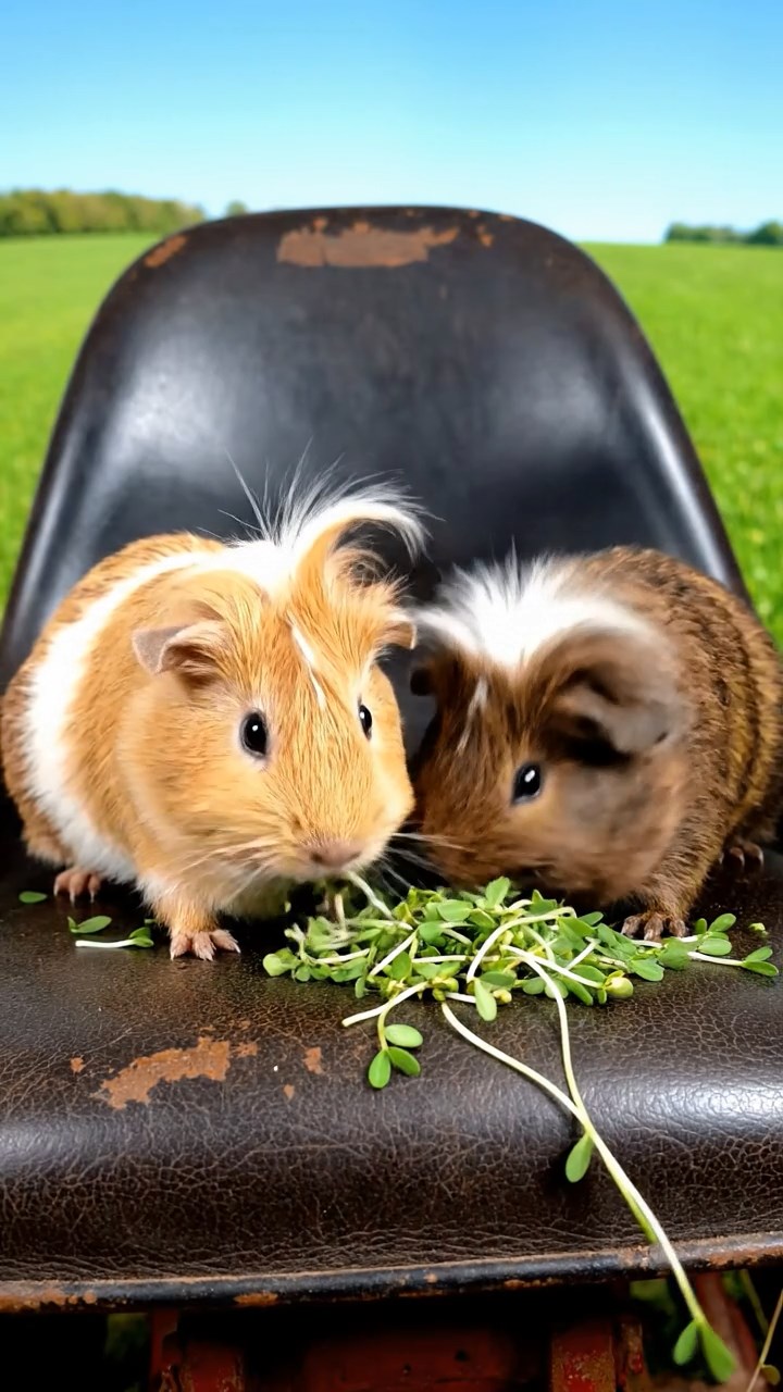 729. Detailed photo of 4 smooth-haired American guinea pigs with White, Orange, Black, and Brown fur, dressed as doctors in tiny white coats, examining patients in a guinea pig hospital with miniature beds and medical charts, under bright lights, creating a vivid, lifelike medical scene.