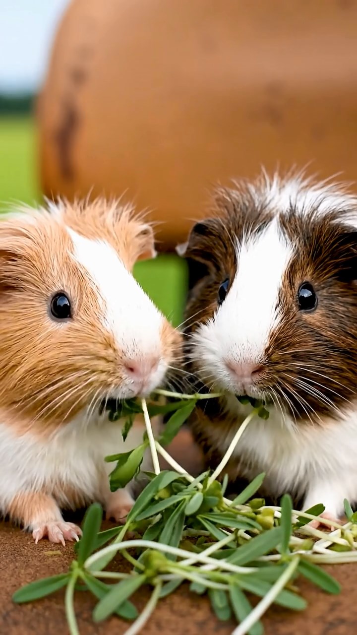 729. Detailed photo of 4 smooth-haired American guinea pigs with White, Orange, Black, and Brown fur, dressed as doctors in tiny white coats, examining patients in a guinea pig hospital with miniature beds and medical charts, under bright lights, creating a vivid, lifelike medical scene.