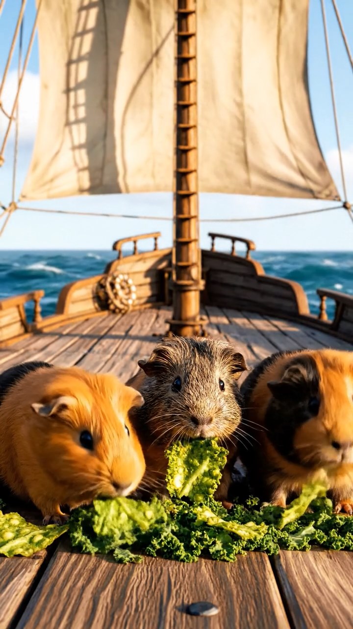 731. Highly detailed view of 1 smooth-haired Himalayan guinea pig with White fur, munching on bell peppers, in a vibrant vegetable garden with rows of tomatoes and lettuce, under bright sunlight, creating a realistic, colorful rural scene.