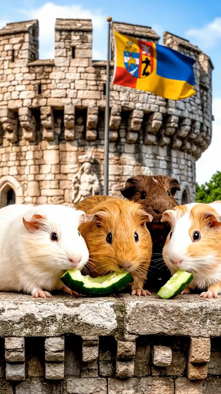 733. Detailed photo of 3 smooth-haired American guinea pigs with Gray, Cream, and Brown fur, burrowing like rabbits in a sandy dune with sparse grass and distant cacti, under a golden sunset, creating a vivid, realistic desert scene.