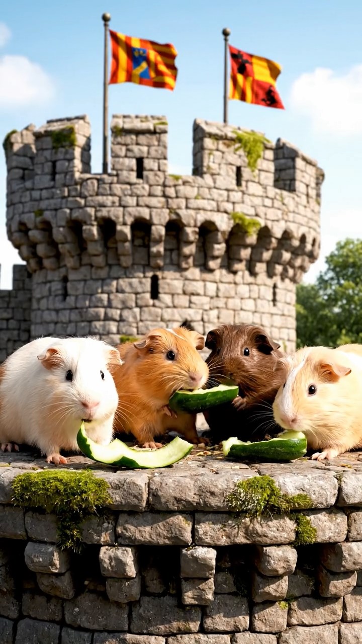 733. Detailed photo of 3 smooth-haired American guinea pigs with Gray, Cream, and Brown fur, burrowing like rabbits in a sandy dune with sparse grass and distant cacti, under a golden sunset, creating a vivid, realistic desert scene.