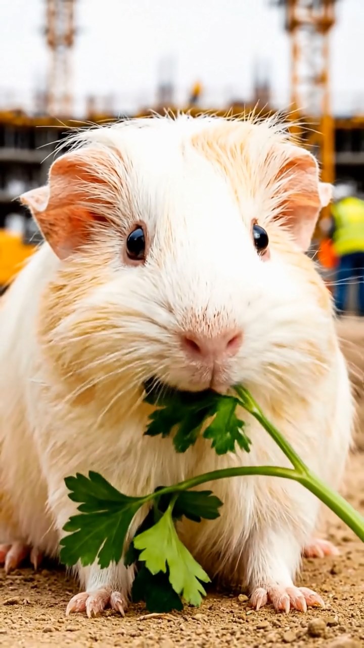 741. Detailed photo of 1 smooth-haired American guinea pig with White fur, munching on fresh apples, in a vibrant lavender garden with rows of purple blooms swaying in the breeze, under soft sunlight, creating a realistic, fragrant pastoral scene.