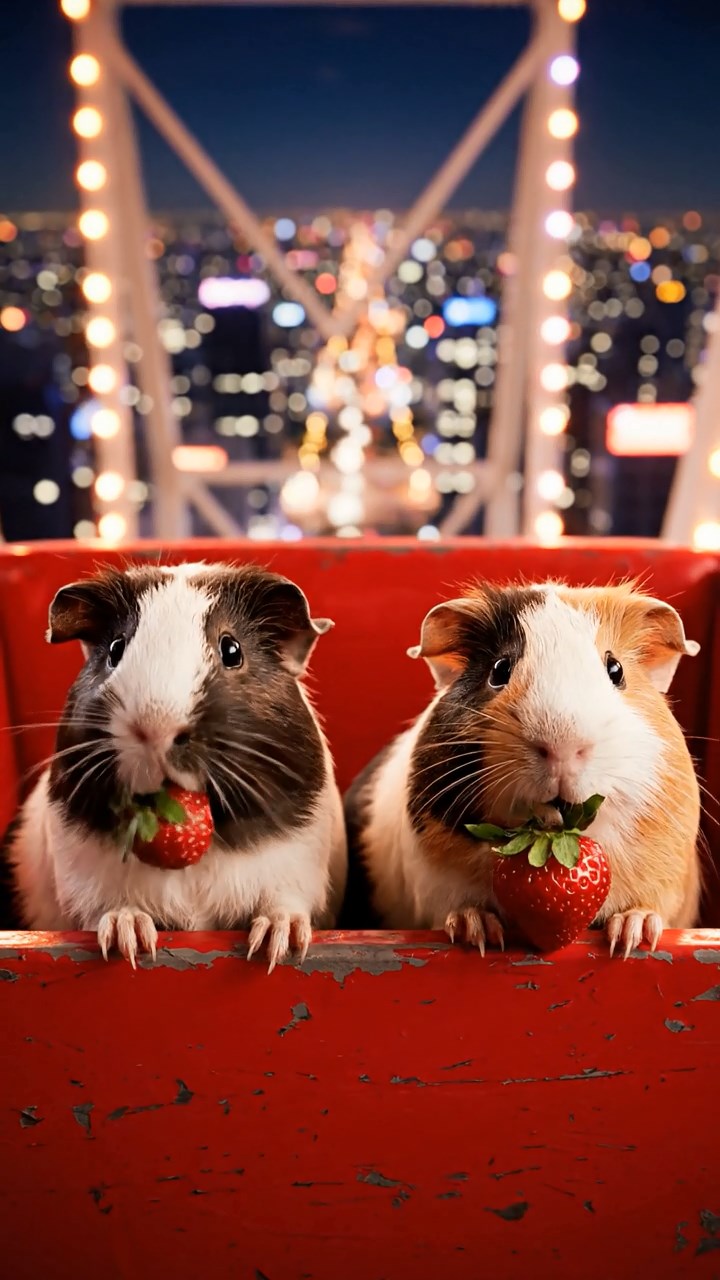 743. Highly detailed view of 3 smooth-haired Himalayan guinea pigs with Gray, Cream, and Brown fur, mating in a secluded grassy clearing surrounded by tall ferns and soft moss, under gentle morning light, creating a realistic, intimate natural scene.