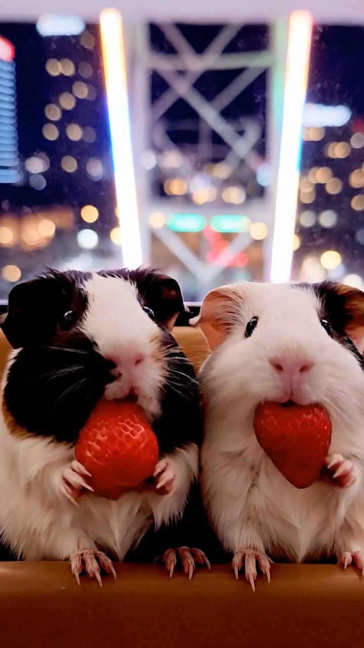 743. Highly detailed view of 3 smooth-haired Himalayan guinea pigs with Gray, Cream, and Brown fur, mating in a secluded grassy clearing surrounded by tall ferns and soft moss, under gentle morning light, creating a realistic, intimate natural scene.