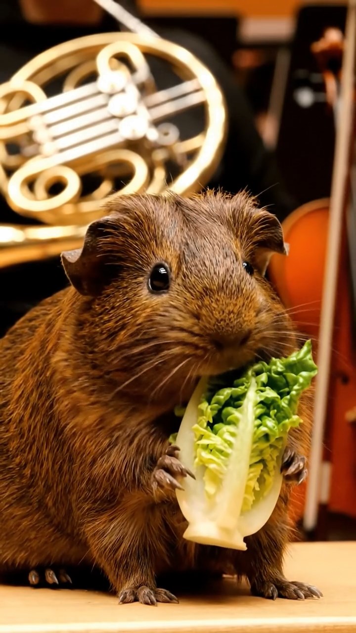 746. Photorealistic scene of 1 smooth-haired Teddy guinea pig with Cream fur, drinking from a clear stream, on a forested slope with pine needles and moss, under dappled sunlight, capturing a serene, lifelike moment of natural hydration.