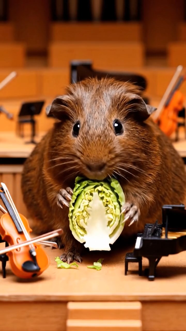 746. Photorealistic scene of 1 smooth-haired Teddy guinea pig with Cream fur, drinking from a clear stream, on a forested slope with pine needles and moss, under dappled sunlight, capturing a serene, lifelike moment of natural hydration.