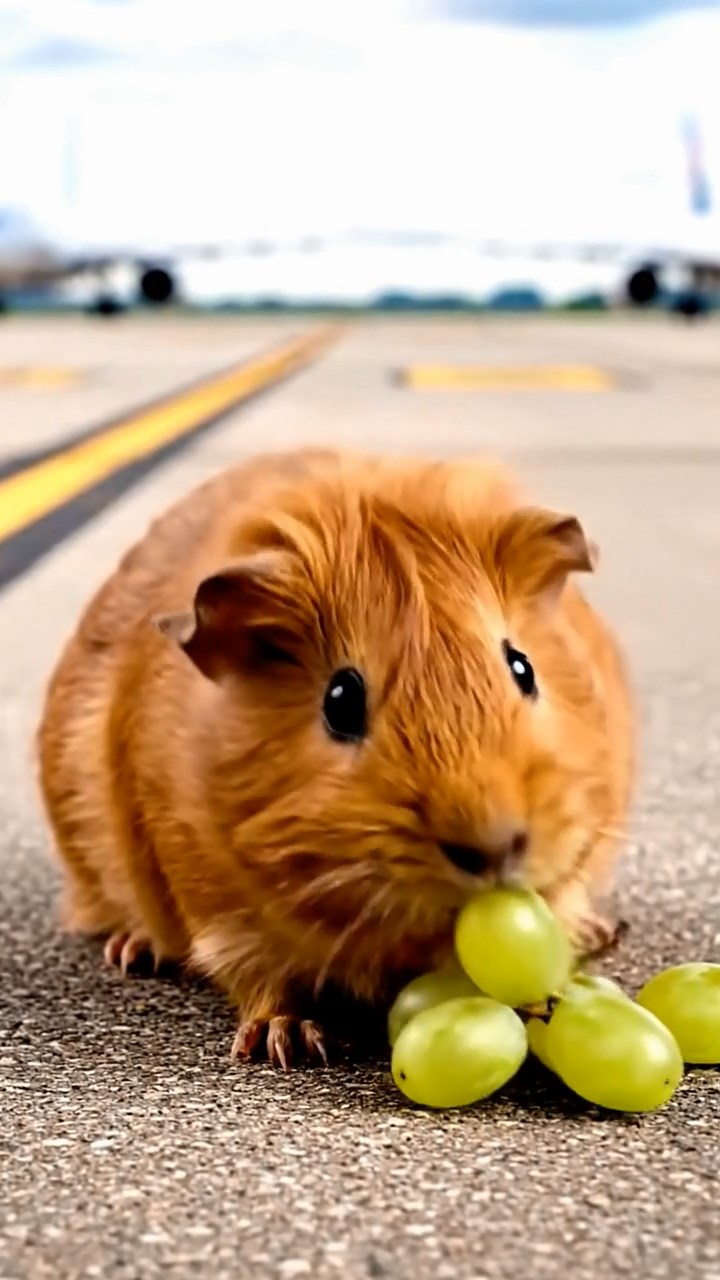 755. Highly detailed view of 5 smooth-haired Himalayan guinea pigs with White, Orange, Gray, Black, and Brown fur, foraging for wild herbs in a lush meadow with wildflowers and a babbling brook, under soft morning light, creating a realistic, serene pastoral scene.