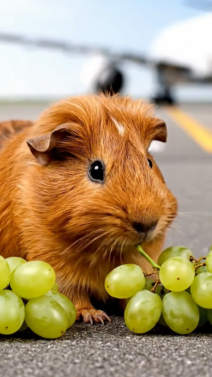755. Highly detailed view of 5 smooth-haired Himalayan guinea pigs with White, Orange, Gray, Black, and Brown fur, foraging for wild herbs in a lush meadow with wildflowers and a babbling brook, under soft morning light, creating a realistic, serene pastoral scene.