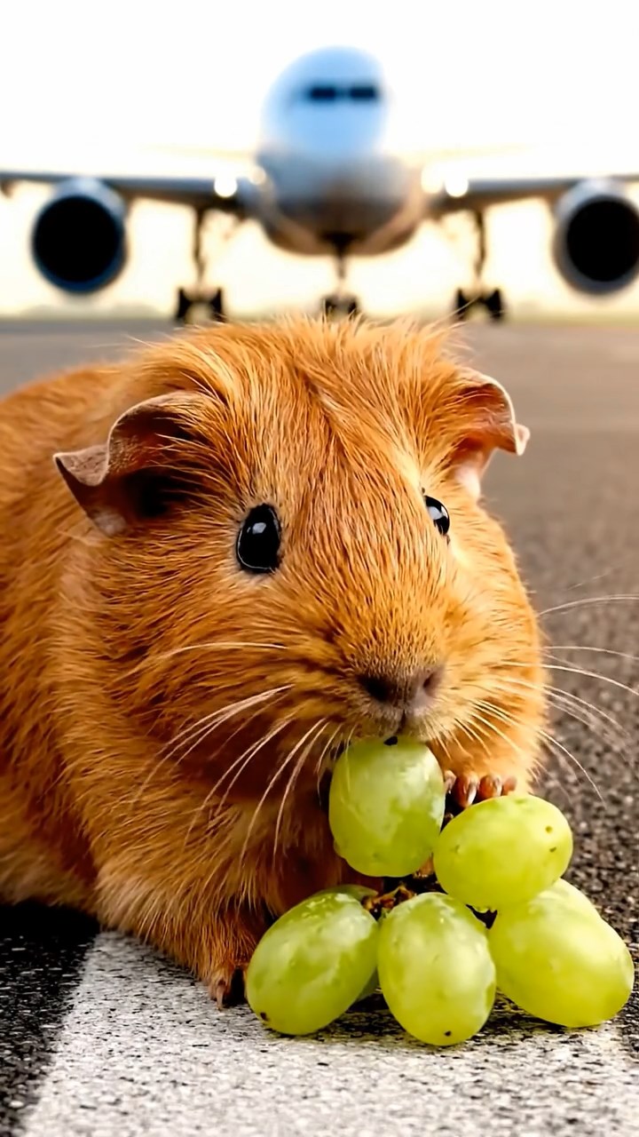 755. Highly detailed view of 5 smooth-haired Himalayan guinea pigs with White, Orange, Gray, Black, and Brown fur, foraging for wild herbs in a lush meadow with wildflowers and a babbling brook, under soft morning light, creating a realistic, serene pastoral scene.