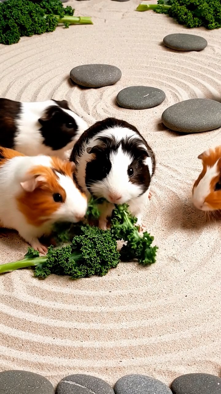 756. Realistic scene of 1 smooth-haired Californian guinea pig with Cream fur, nibbling on strawberries, in a fragrant rose garden with blooming red and white roses, under warm sunlight, capturing a vivid, lifelike romantic moment.