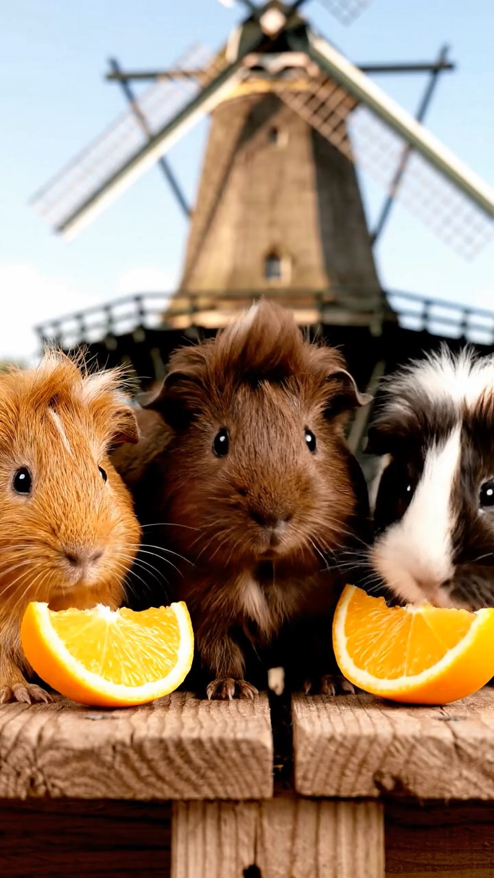759. Highly detailed view of 4 smooth-haired Himalayan guinea pigs with White, Orange, Black, and Brown fur, dressed as writers in tiny scarves, revising manuscripts in a guinea pig study with miniature books and hay desks, under warm lamplight, creating a vivid, realistic literary scene.
