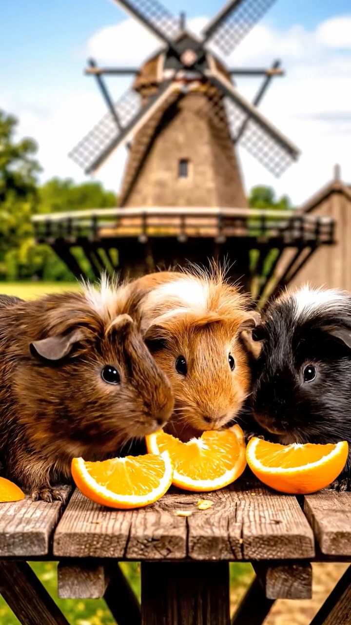 759. Highly detailed view of 4 smooth-haired Himalayan guinea pigs with White, Orange, Black, and Brown fur, dressed as writers in tiny scarves, revising manuscripts in a guinea pig study with miniature books and hay desks, under warm lamplight, creating a vivid, realistic literary scene.