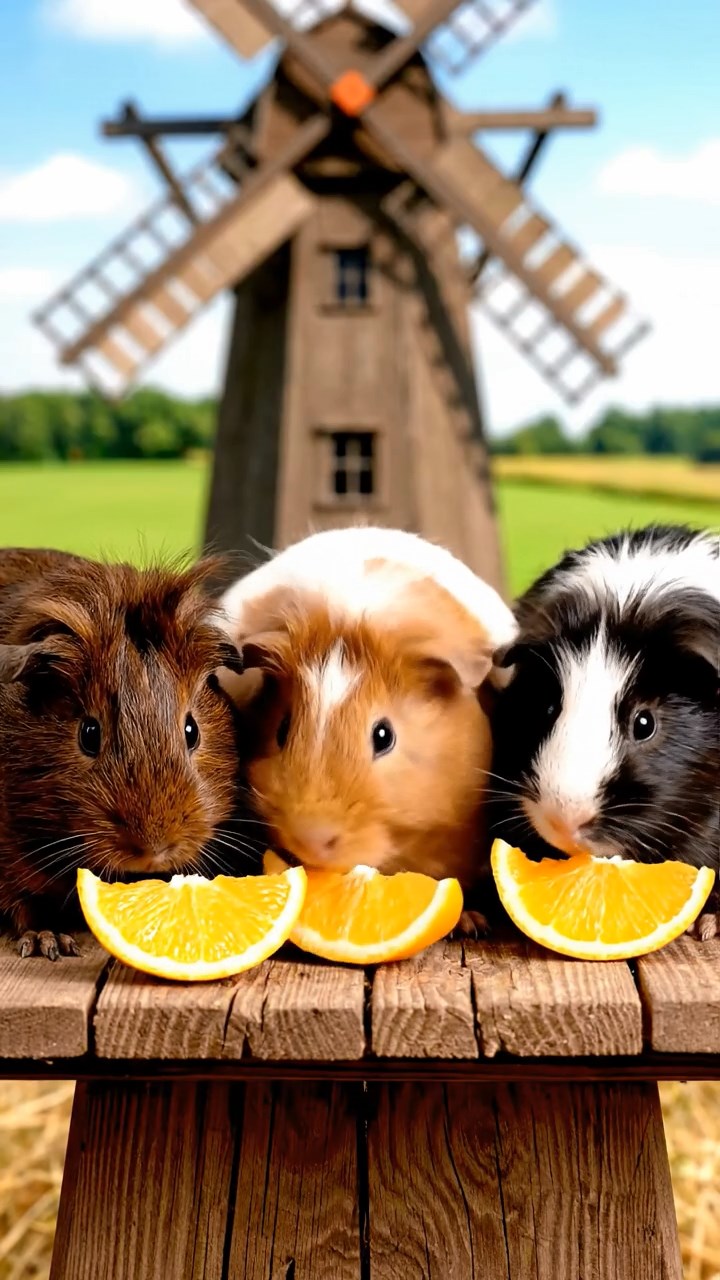 759. Highly detailed view of 4 smooth-haired Himalayan guinea pigs with White, Orange, Black, and Brown fur, dressed as writers in tiny scarves, revising manuscripts in a guinea pig study with miniature books and hay desks, under warm lamplight, creating a vivid, realistic literary scene.