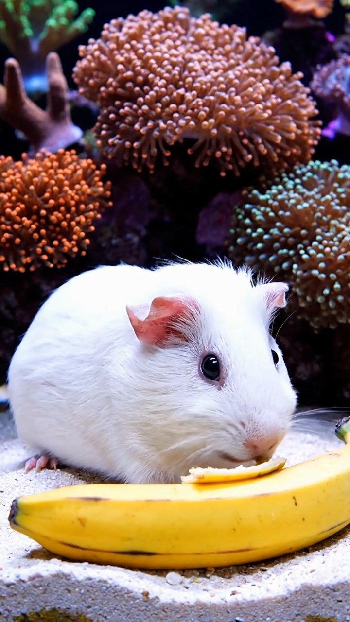 760. Realistic scene of 5 smooth-haired Californian guinea pigs with Cream, Fawn, Sable, Gray, and Cinnamon fur, sleeping in a cozy pile in a lush meadow with wildflowers and a gentle breeze, under golden sunlight, capturing a lifelike, tranquil group moment.