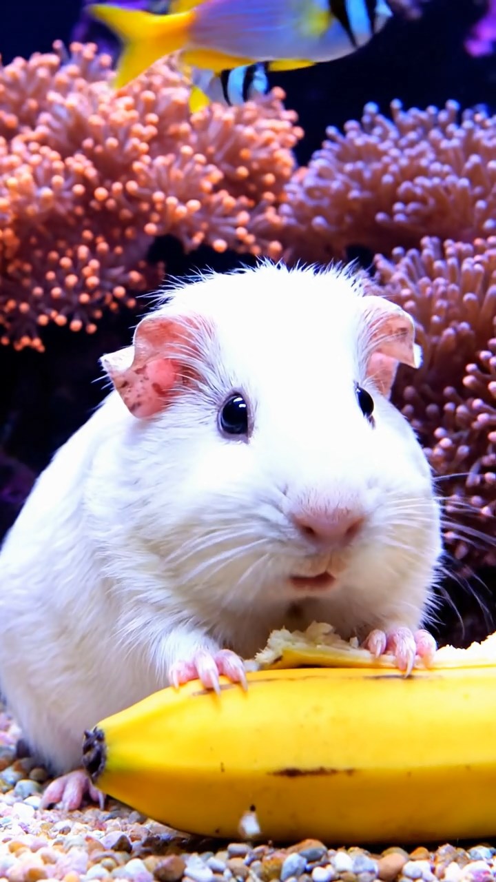 760. Realistic scene of 5 smooth-haired Californian guinea pigs with Cream, Fawn, Sable, Gray, and Cinnamon fur, sleeping in a cozy pile in a lush meadow with wildflowers and a gentle breeze, under golden sunlight, capturing a lifelike, tranquil group moment.