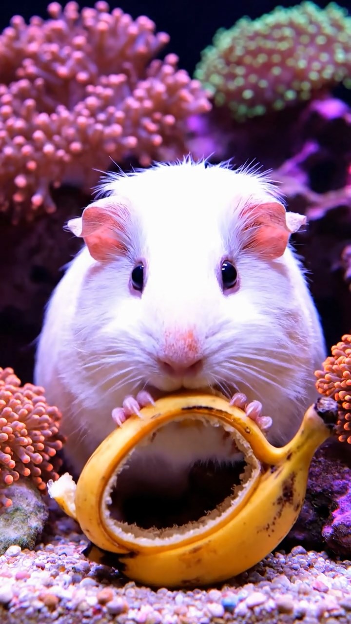 760. Realistic scene of 5 smooth-haired Californian guinea pigs with Cream, Fawn, Sable, Gray, and Cinnamon fur, sleeping in a cozy pile in a lush meadow with wildflowers and a gentle breeze, under golden sunlight, capturing a lifelike, tranquil group moment.