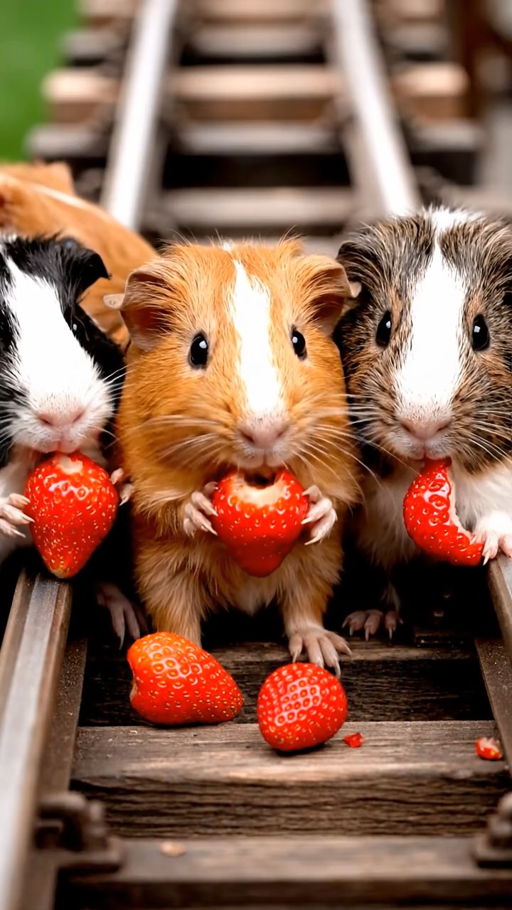 761. Detailed photo of 1 smooth-haired American guinea pig with White fur, munching on fresh apples, in a vibrant lavender garden with rows of purple blooms swaying in the breeze, under soft sunlight, creating a realistic, fragrant pastoral scene.