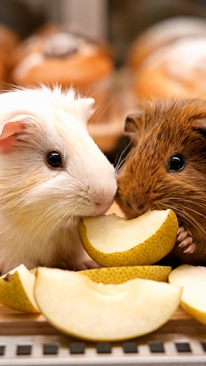 762. Photorealistic scene of 2 smooth-haired Teddy guinea pigs with Orange and Black fur, dressed as engineers in tiny helmets, constructing a miniature dam in a guinea pig workshop with hay beams and tools, under bright daylight, enhancing the lifelike, industrious atmosphere.