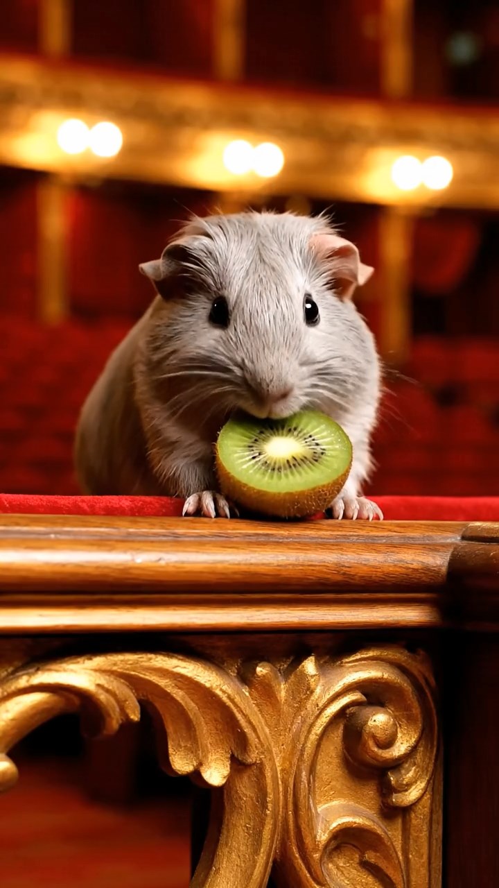 765. Detailed photo of 5 smooth-haired American guinea pigs with White, Orange, Gray, Black, and Brown fur, foraging for clover in a lush meadow with wildflowers and a trickling stream, under soft morning light, creating a realistic, serene pastoral scene.