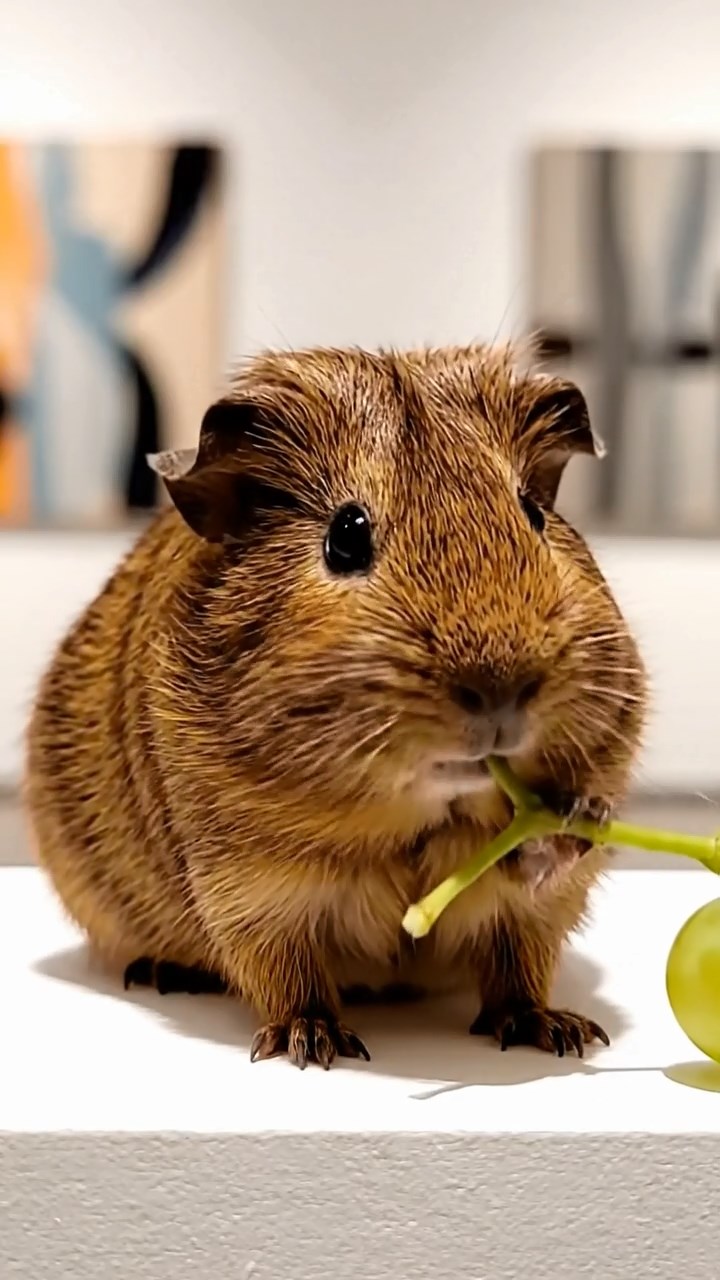 770. Photorealistic scene of 5 smooth-haired Teddy guinea pigs with Cream, Fawn, Sable, Gray, and Cinnamon fur, play-fighting in a grassy clearing with soft moss and scattered twigs, under gentle morning light, capturing a realistic, playful woodland moment.