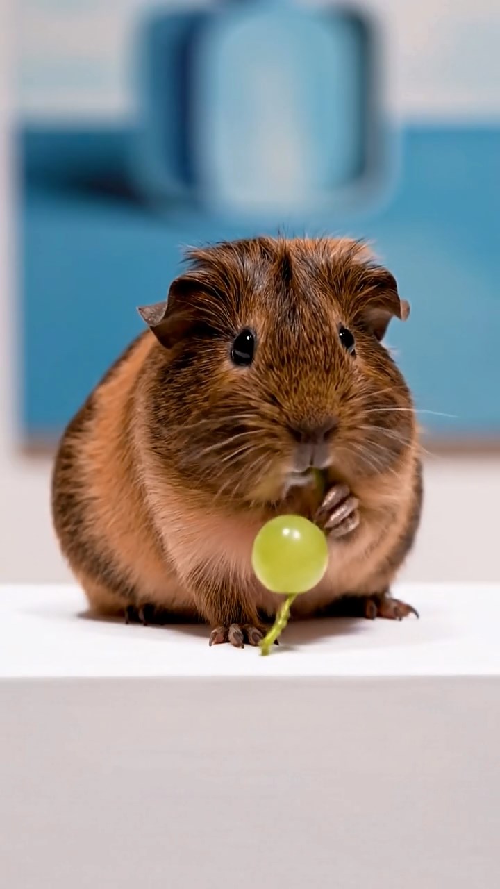 770. Photorealistic scene of 5 smooth-haired Teddy guinea pigs with Cream, Fawn, Sable, Gray, and Cinnamon fur, play-fighting in a grassy clearing with soft moss and scattered twigs, under gentle morning light, capturing a realistic, playful woodland moment.