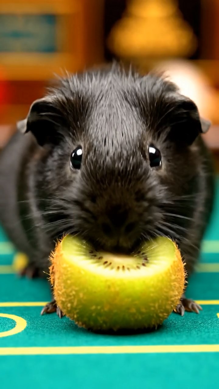 774. Photorealistic scene of 4 smooth-haired Teddy guinea pigs with Fawn, Chocolate, Cinnamon, and Sable fur, dressed as librarians in tiny glasses, reading stories in a guinea pig library with hay shelves and soft lamplight, capturing a realistic, cozy moment.