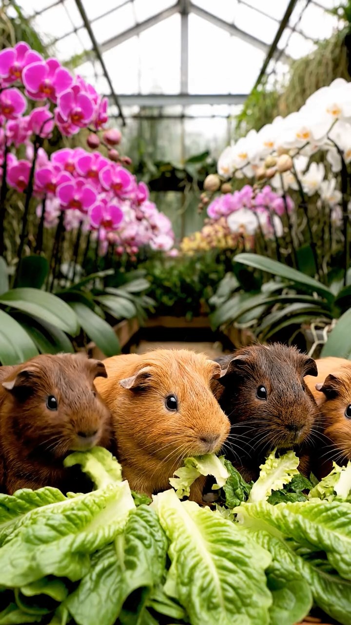 776. Realistic scene of 1 smooth-haired Californian guinea pig with Cream fur, nibbling on strawberries, in a fragrant rose garden with blooming red and white roses, under warm sunlight, capturing a vivid, lifelike romantic moment.