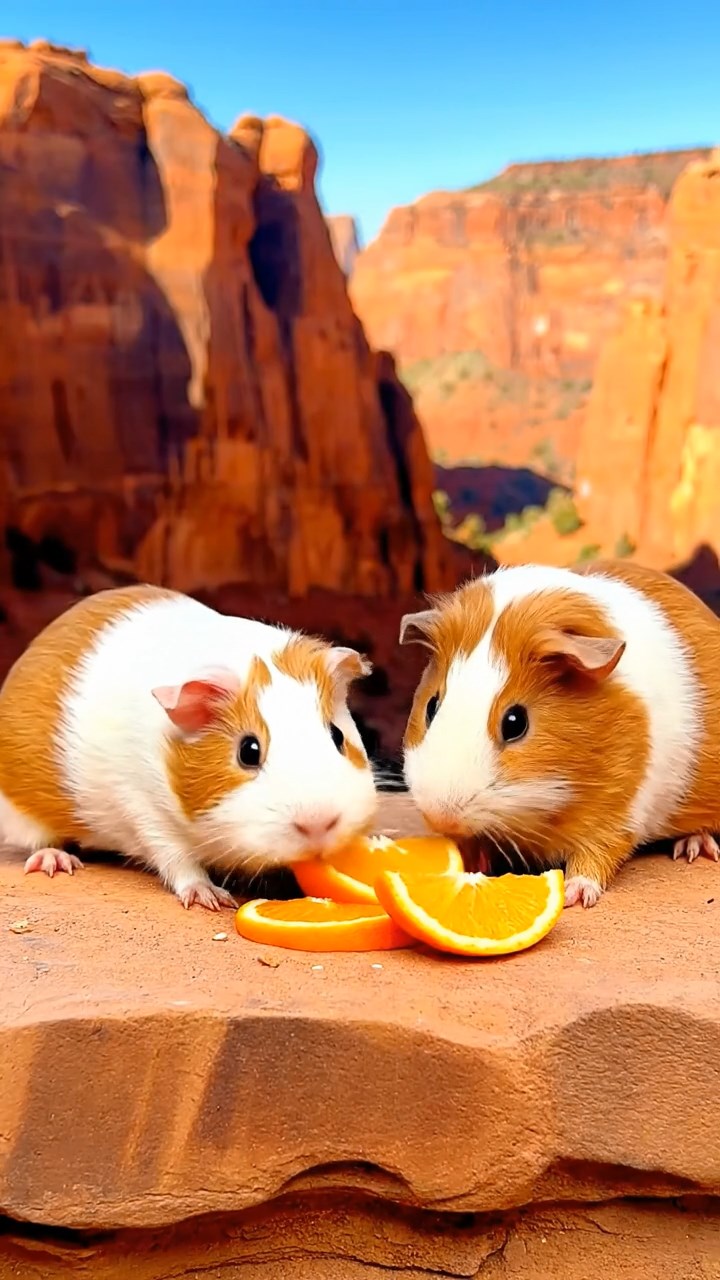 777. Detailed photo of 2 smooth-haired American guinea pigs with Fawn and Sable fur, dressed as bakers in tiny aprons, baking pies in a guinea pig bakery with hay ovens and wooden counters, under soft lamplight, creating a realistic, cozy culinary scene.