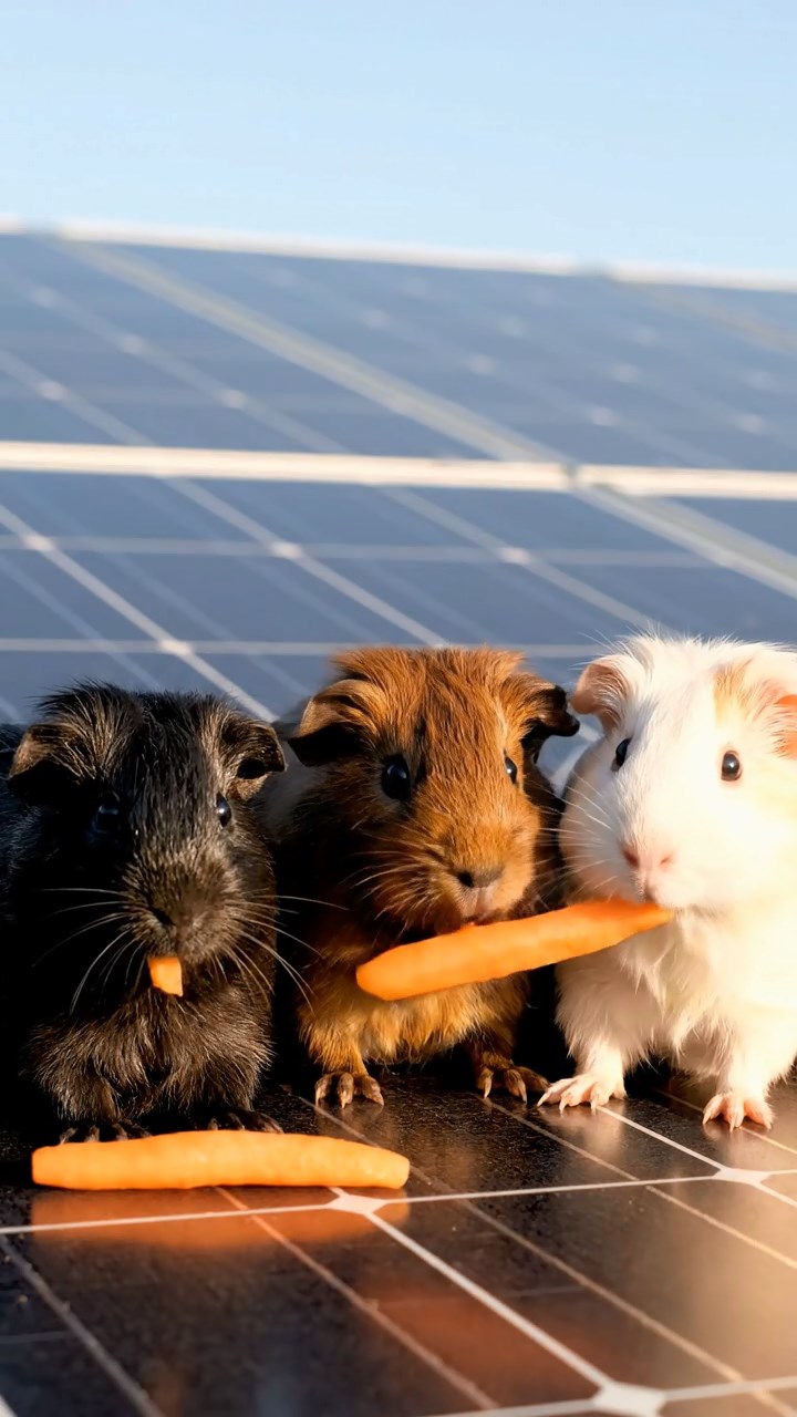 787. Highly detailed view of 2 smooth-haired Himalayan guinea pigs with Fawn and Sable fur, dressed as musicians in tiny vests, playing miniature drums in a guinea pig concert hall with hay seats and velvet curtains, under warm spotlights, creating a realistic, elegant scene.