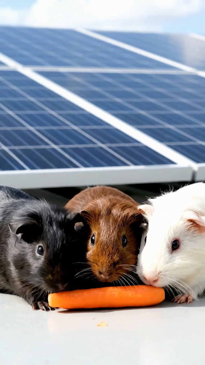 787. Highly detailed view of 2 smooth-haired Himalayan guinea pigs with Fawn and Sable fur, dressed as musicians in tiny vests, playing miniature drums in a guinea pig concert hall with hay seats and velvet curtains, under warm spotlights, creating a realistic, elegant scene.