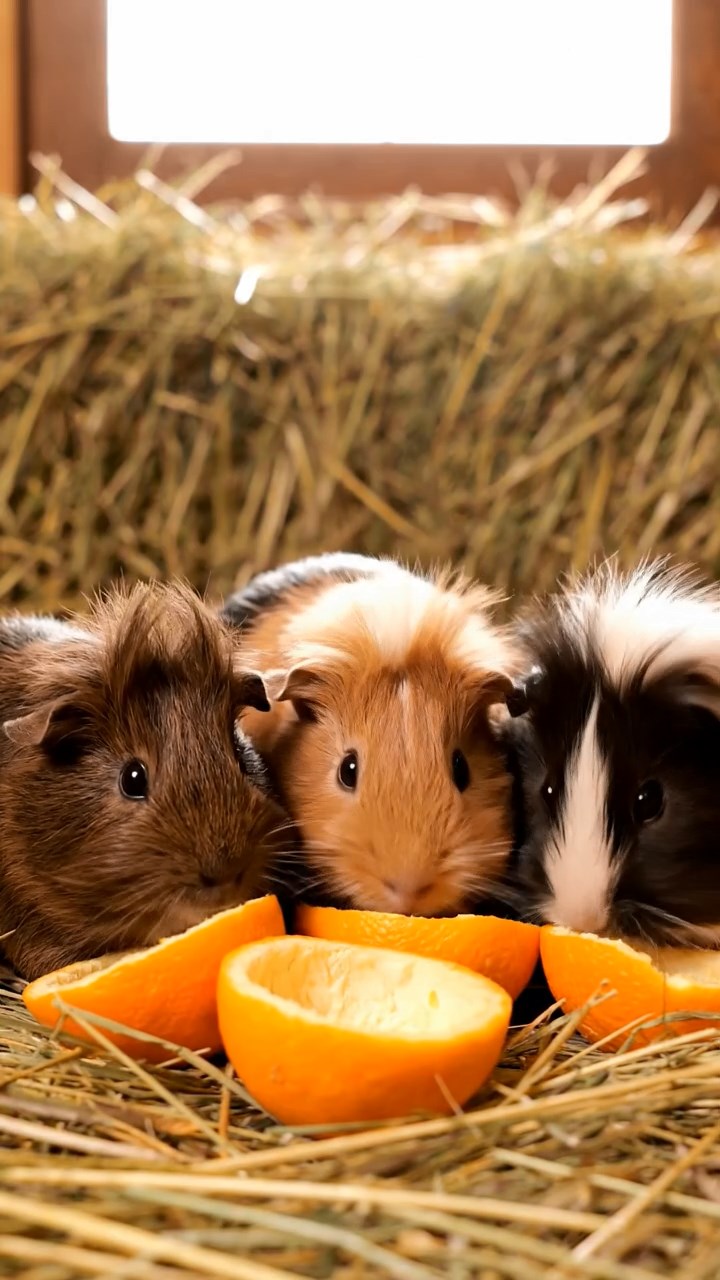 789. Detailed photo of 4 smooth-haired American guinea pigs with White, Orange, Black, and Brown fur, dressed as doctors in tiny white coats, consulting charts in a guinea pig hospital with miniature beds and medical charts, under bright lights, creating a vivid, lifelike medical scene.