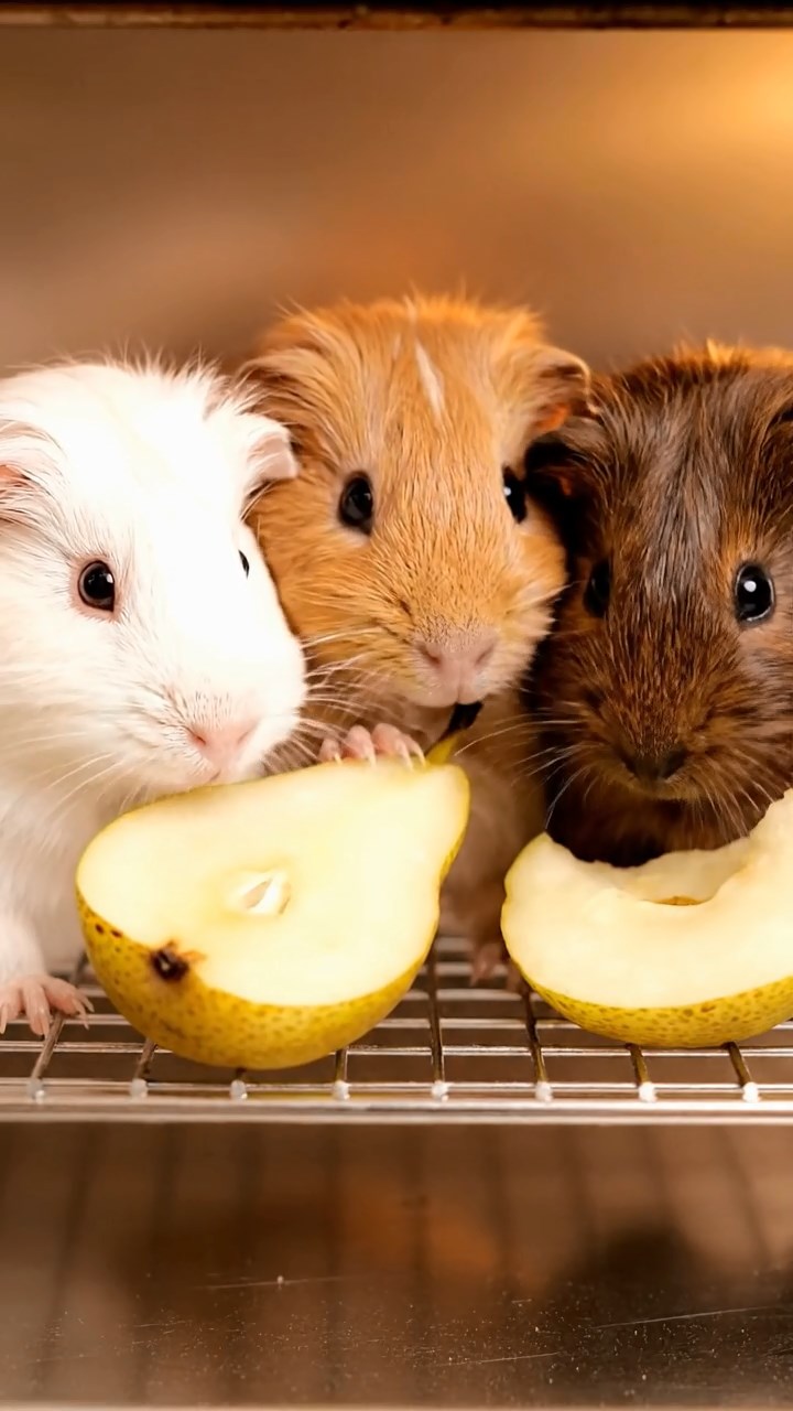 792. Realistic scene of 2 smooth-haired Californian guinea pigs with Orange and Black fur, dressed as tailors in tiny vests, sewing miniature shirts in a guinea pig atelier with colorful fabrics and hay mannequins, under warm lamplight, enhancing the lifelike, creative atmosphere.