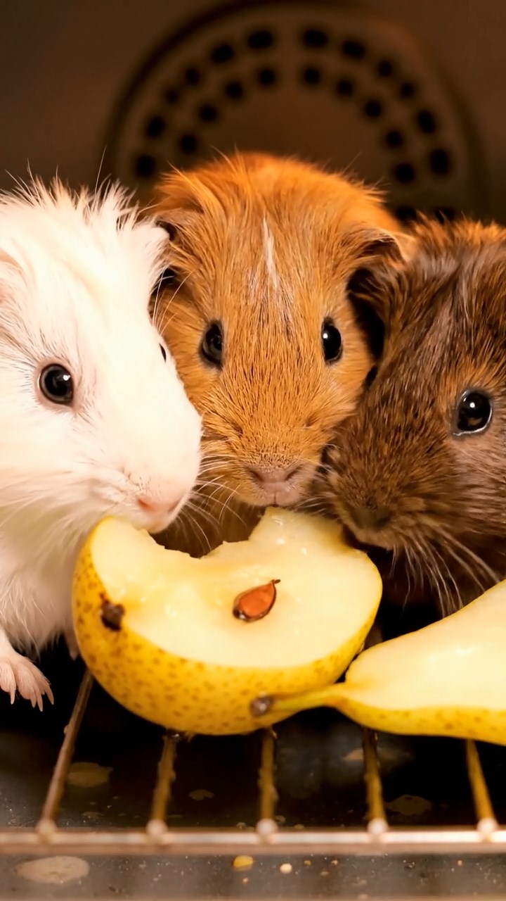 792. Realistic scene of 2 smooth-haired Californian guinea pigs with Orange and Black fur, dressed as tailors in tiny vests, sewing miniature shirts in a guinea pig atelier with colorful fabrics and hay mannequins, under warm lamplight, enhancing the lifelike, creative atmosphere.