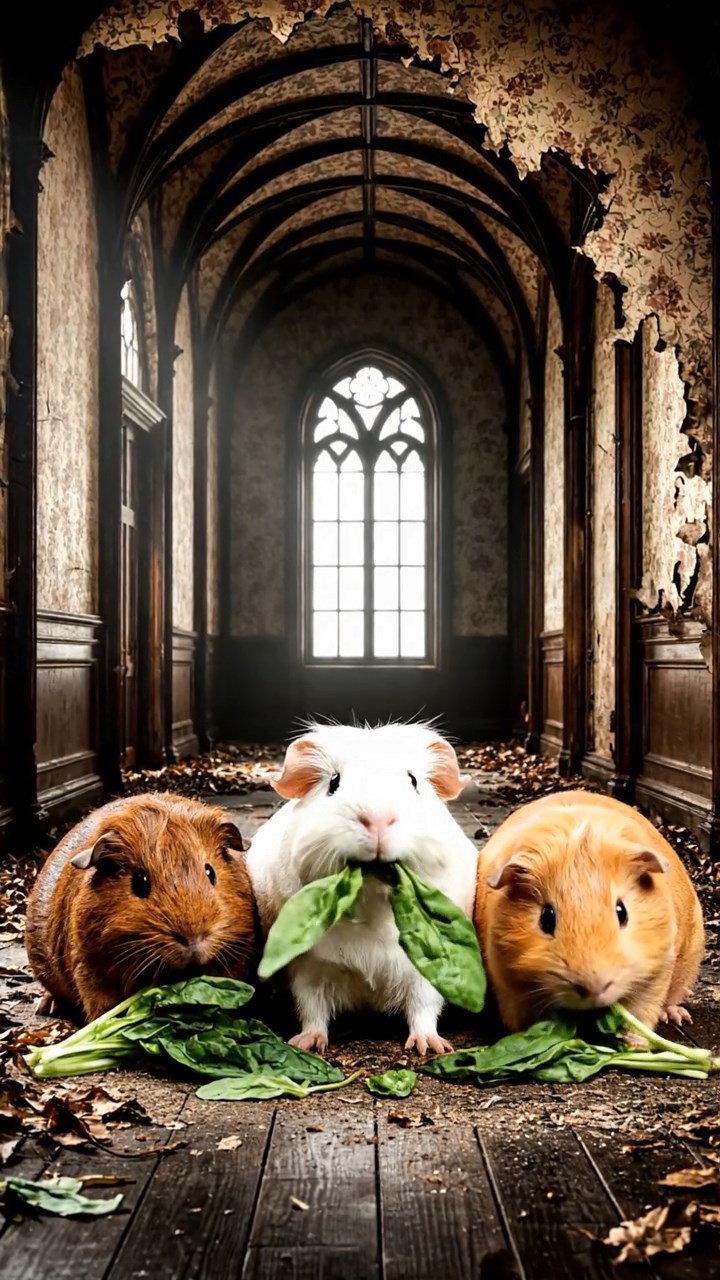 796. Realistic scene of 1 smooth-haired Californian guinea pig with Cream fur, nibbling on strawberries, in a fragrant rose garden with blooming red and white roses, under warm sunlight, capturing a vivid, lifelike romantic moment.