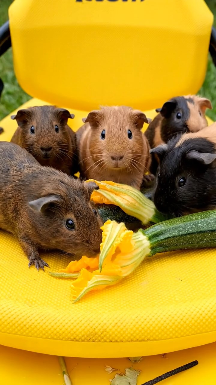 797. Detailed photo of 2 smooth-haired American guinea pigs with Fawn and Sable fur, dressed as bakers in tiny aprons, baking bread in a guinea pig bakery with hay ovens and wooden counters, under soft lamplight, creating a realistic, cozy culinary scene.