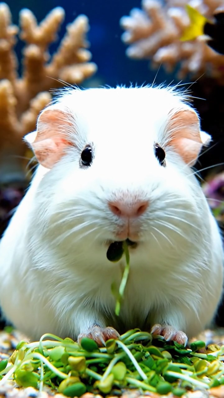 798. Photorealistic scene of 3 smooth-haired Teddy guinea pigs with Chocolate, Cinnamon, and Gray fur, climbing small rocks in a forested glade with soft moss and scattered leaves, under dappled sunlight, enhancing the authentic, adventurous atmosphere.