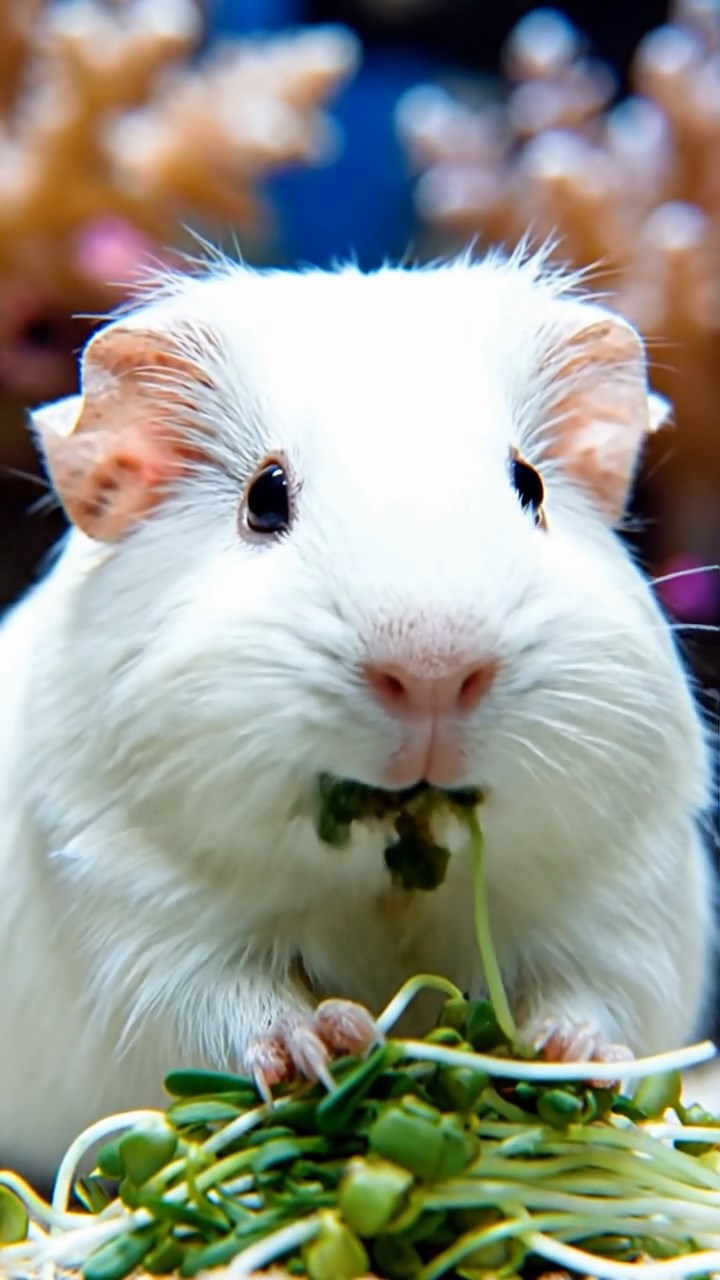 798. Photorealistic scene of 3 smooth-haired Teddy guinea pigs with Chocolate, Cinnamon, and Gray fur, climbing small rocks in a forested glade with soft moss and scattered leaves, under dappled sunlight, enhancing the authentic, adventurous atmosphere.
