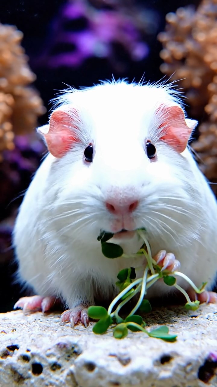 798. Photorealistic scene of 3 smooth-haired Teddy guinea pigs with Chocolate, Cinnamon, and Gray fur, climbing small rocks in a forested glade with soft moss and scattered leaves, under dappled sunlight, enhancing the authentic, adventurous atmosphere.