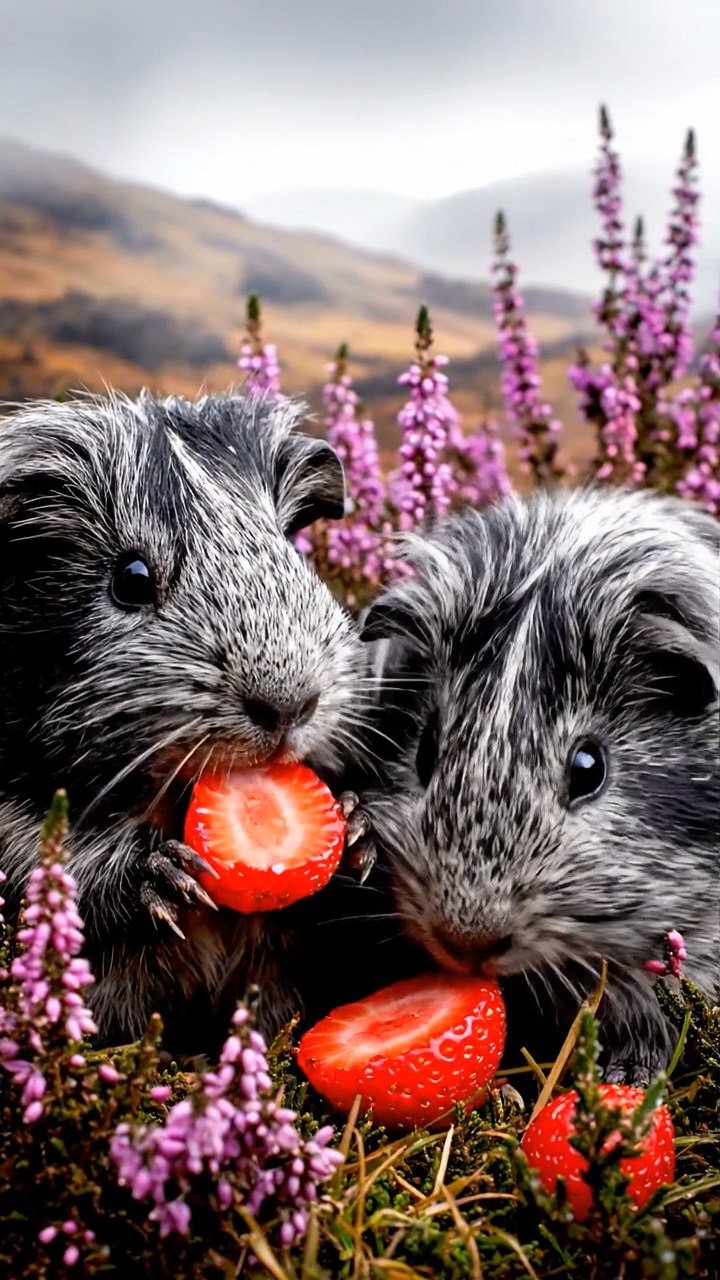 806. Photorealistic scene of 1 smooth-haired Teddy guinea pig with Cream fur, sunbathing on a smooth rock in a tranquil desert oasis with palm fronds and a small pool, under bright sunlight, capturing a serene, lifelike moment of relaxation.