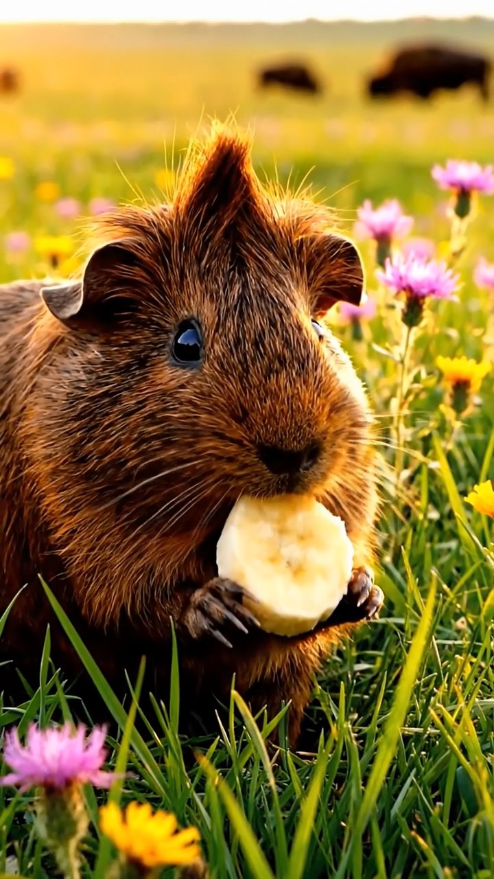 808. Realistic scene of 3 smooth-haired Californian guinea pigs with Chocolate, Cinnamon, and Gray fur, nurturing young pups in a cozy nest of grass and twigs in a forested glade with soft moss, under dappled sunlight, enhancing the authentic, tender atmosphere.