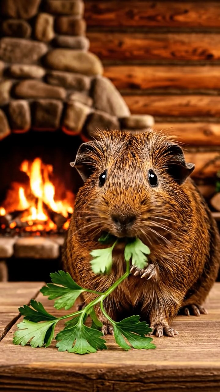 813. Detailed photo of 3 smooth-haired American guinea pigs with Gray, Cream, and Brown fur, exploring a maze of hollow logs in a forested clearing with soft moss and scattered leaves, under dappled sunlight, creating a vivid, realistic adventurous scene.