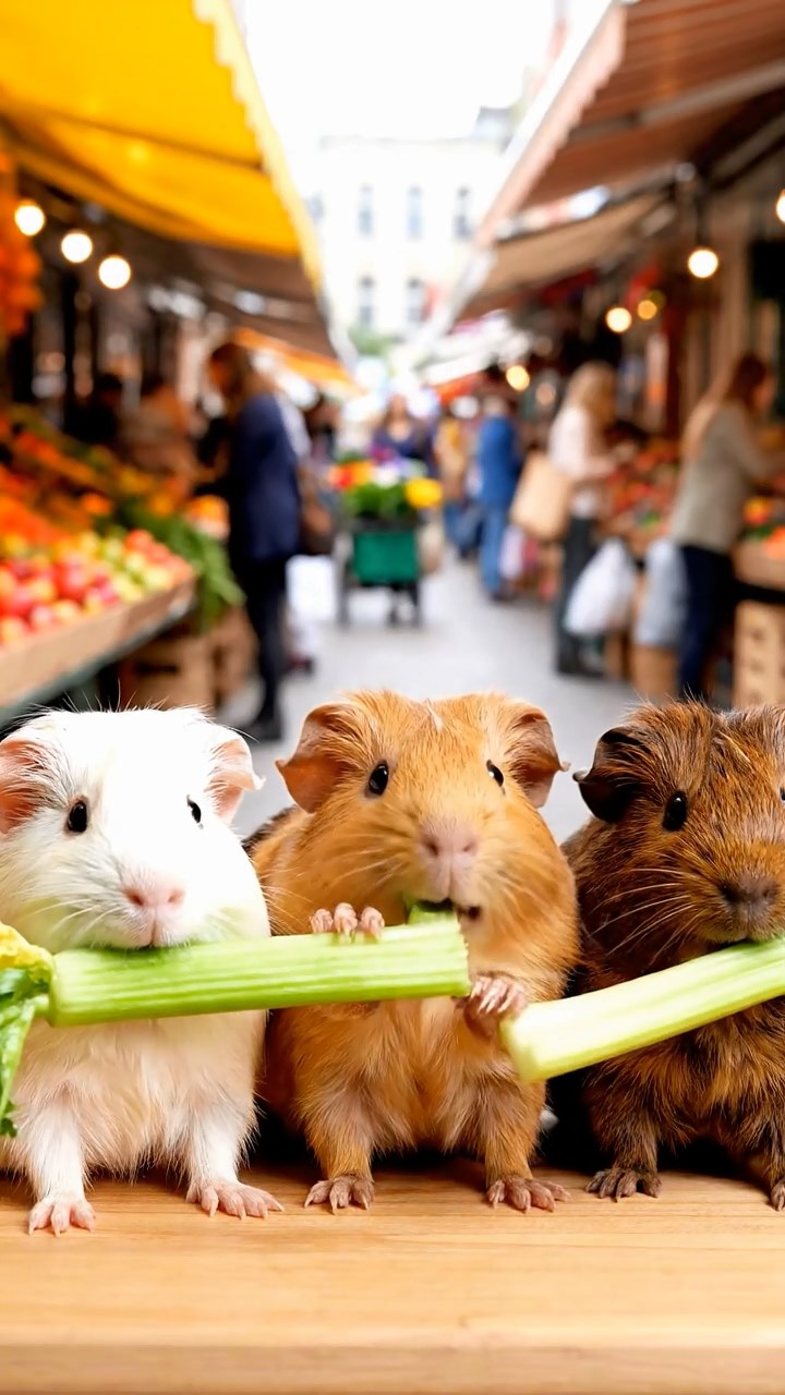 816. Realistic scene of 1 smooth-haired Californian guinea pig with Cream fur, nibbling on strawberries, in a fragrant rose garden with blooming red and pink roses, under warm sunlight, capturing a vivid, lifelike romantic moment.