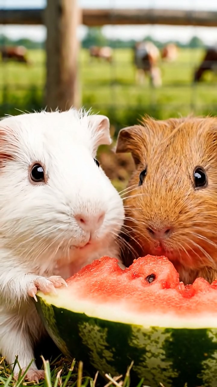 820. Realistic scene of 5 smooth-haired Californian guinea pigs with Cream, Fawn, Sable, Gray, and Cinnamon fur, sleeping in a cozy pile in a lush meadow with wildflowers and a gentle breeze, under golden sunlight, capturing a lifelike, tranquil group moment.