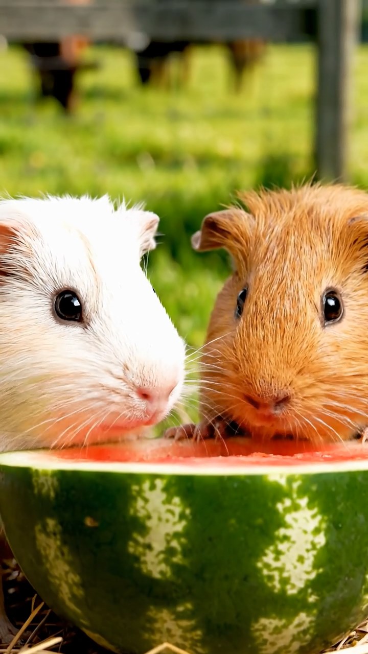 820. Realistic scene of 5 smooth-haired Californian guinea pigs with Cream, Fawn, Sable, Gray, and Cinnamon fur, sleeping in a cozy pile in a lush meadow with wildflowers and a gentle breeze, under golden sunlight, capturing a lifelike, tranquil group moment.