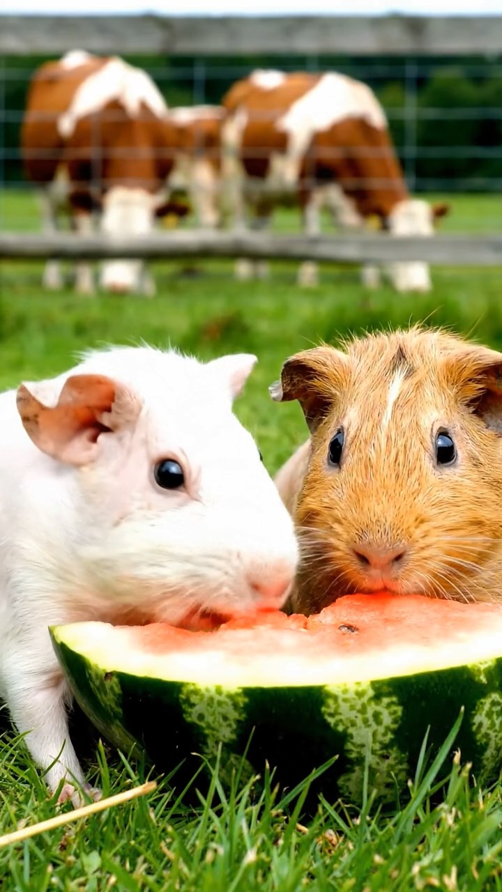 820. Realistic scene of 5 smooth-haired Californian guinea pigs with Cream, Fawn, Sable, Gray, and Cinnamon fur, sleeping in a cozy pile in a lush meadow with wildflowers and a gentle breeze, under golden sunlight, capturing a lifelike, tranquil group moment.