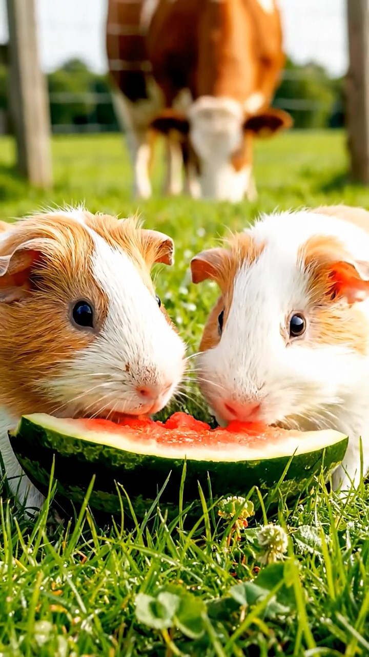 820. Realistic scene of 5 smooth-haired Californian guinea pigs with Cream, Fawn, Sable, Gray, and Cinnamon fur, sleeping in a cozy pile in a lush meadow with wildflowers and a gentle breeze, under golden sunlight, capturing a lifelike, tranquil group moment.
